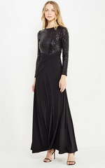 Черное блестящее платье Lauren Ralph Lauren