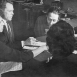 Обсуждение моделей одежды в библиотеке ОДМО, слева Вера Аралова, 1960-е г